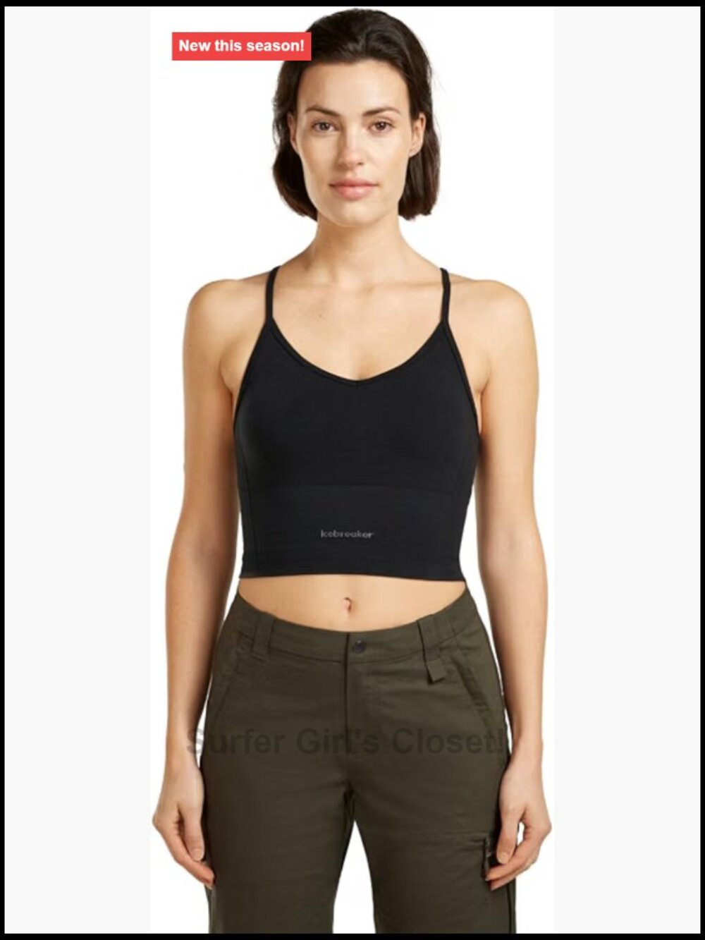 Merino Wool Blend Seamless Rib Strappy Tank V-Neck Racerback